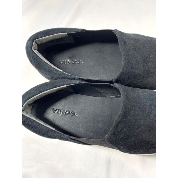 Vince Warren Platform Sneakers Womens 8 EU 38 Black Sueded Stretch Slip On - Picture 5 of 9
